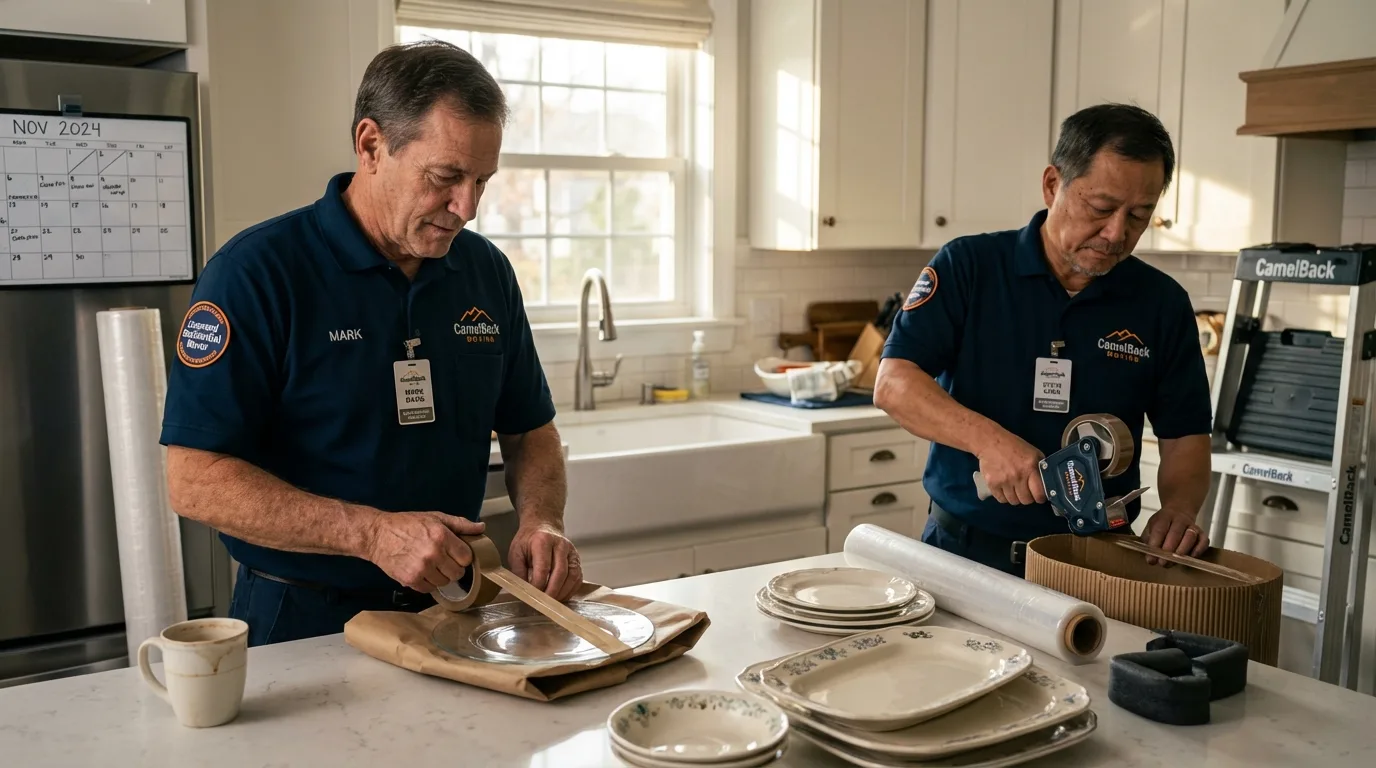Professional crew packing kitchen dishware in Buellton, CA